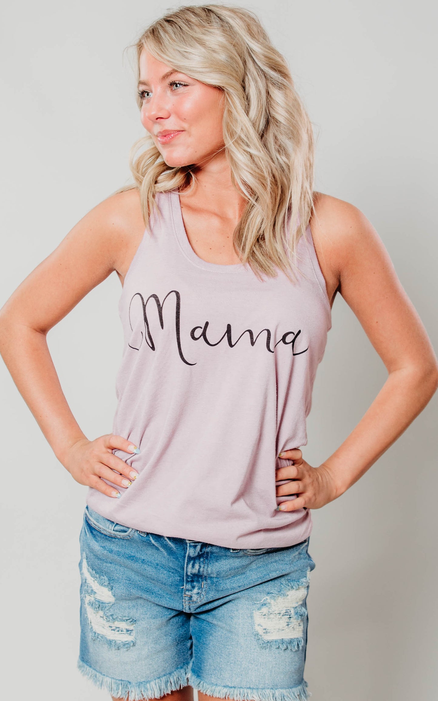 Mama Racerback Tank Top - Heather Lavender- Final Sale**