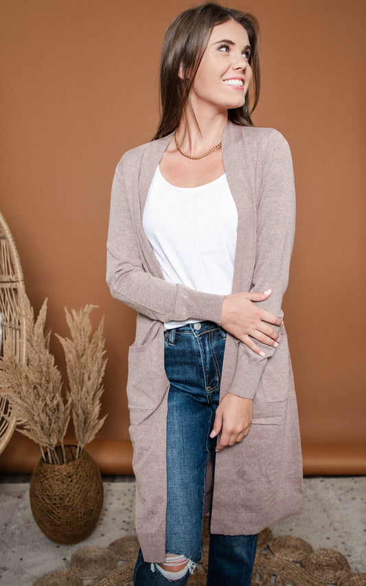 Marbled Mocha Knit Duster Cardigan - Staccato