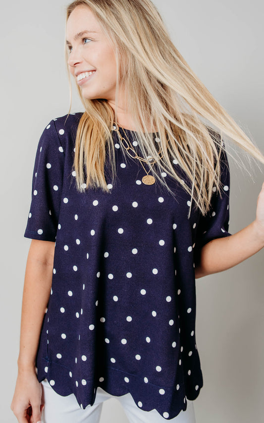 Polka Dot Navy Blouse - Final Sale