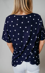 navy scallop blouse 