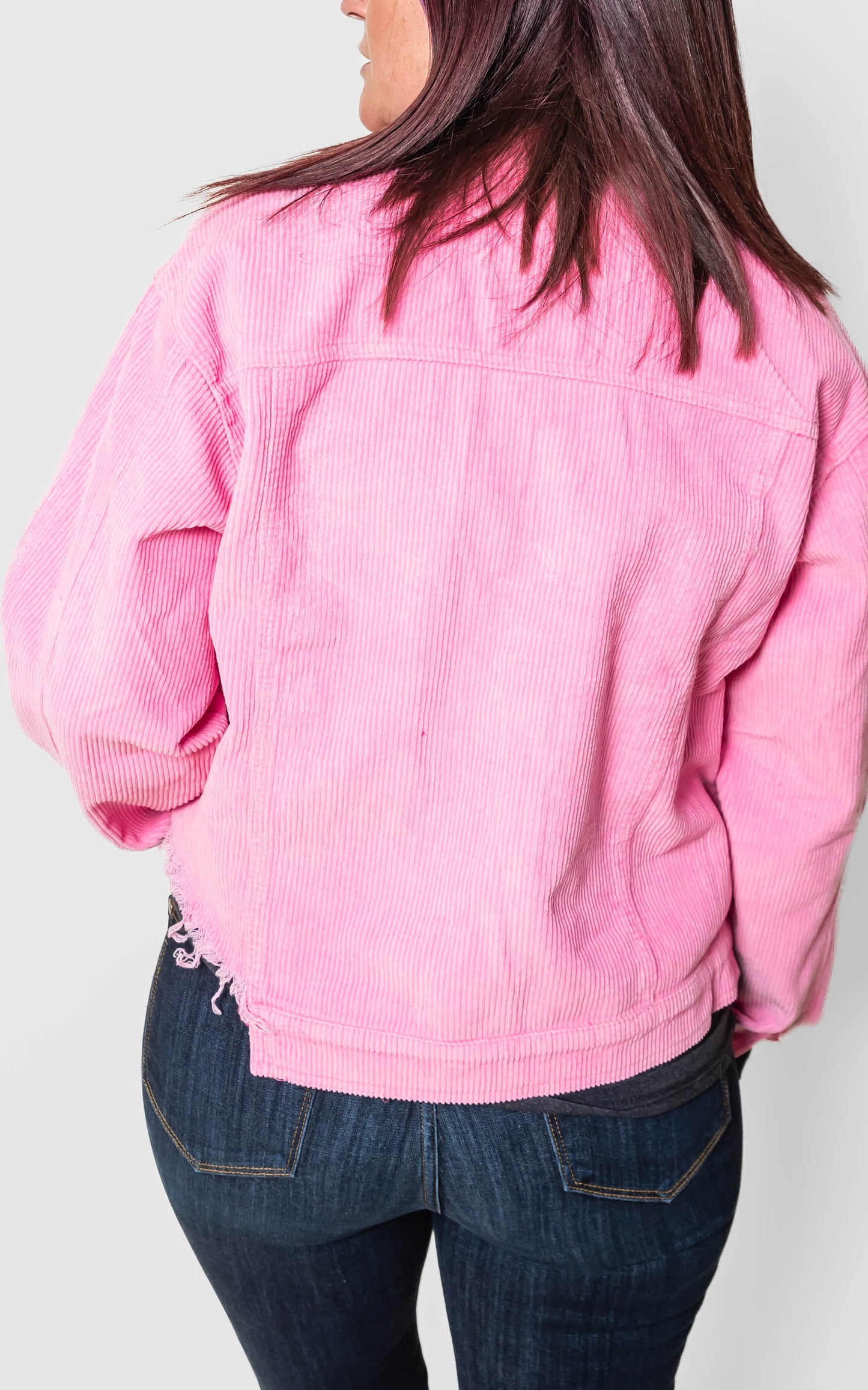 Hot Pink Cropped Corduroy Jacket - POL