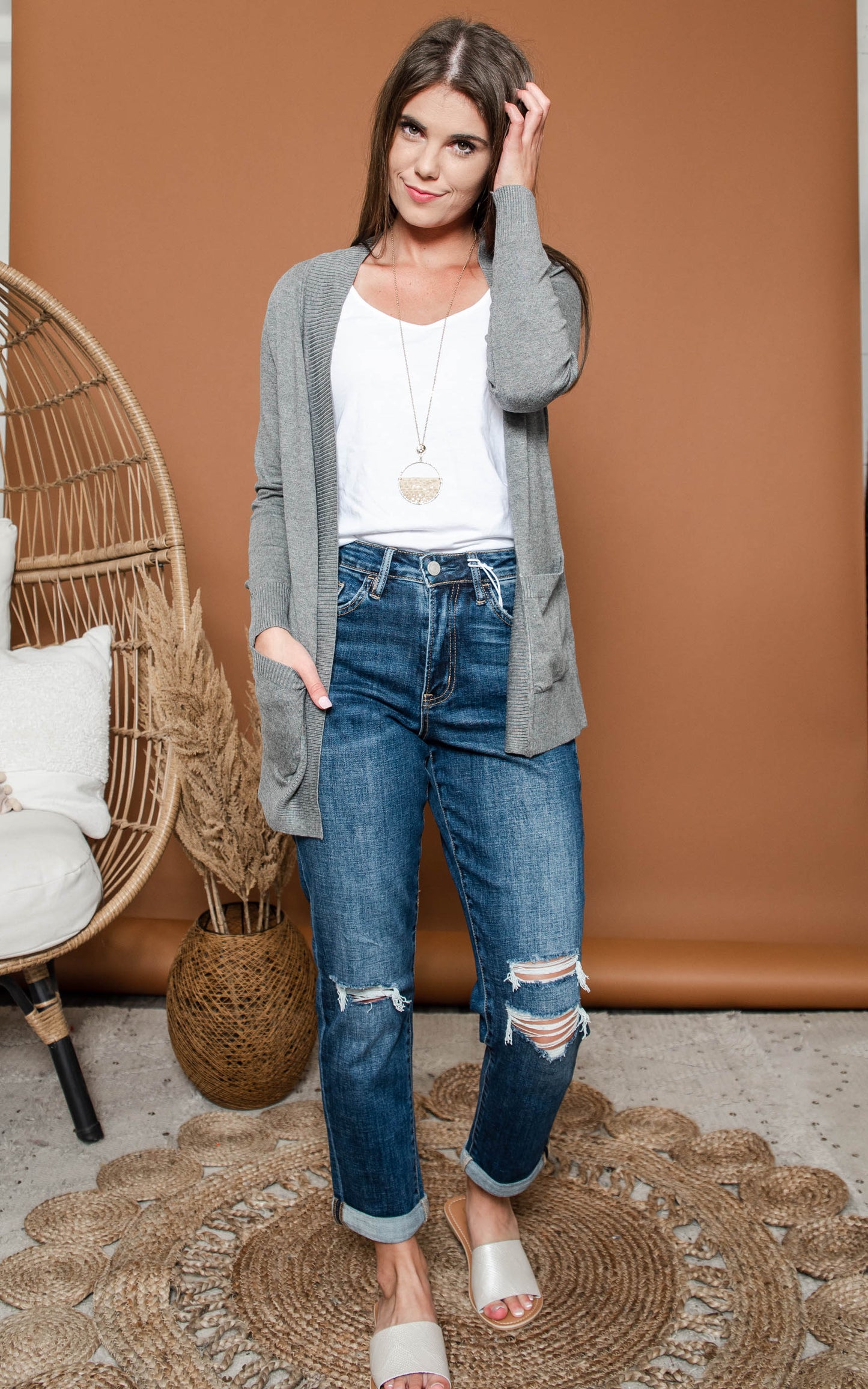 grey boyfriend cardigan