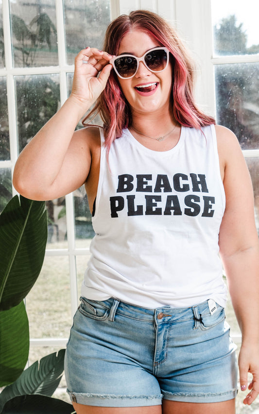 beach please muscle tank