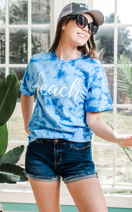 blue beach tie dye top 