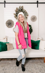 fuchsia pink sherpa vest 