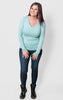 Light green Brushed Microfiber Long Sleeve Top - Zenana