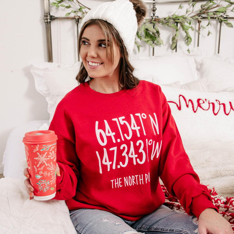 North Pole Coordinates Holiday Sweatshirt**
