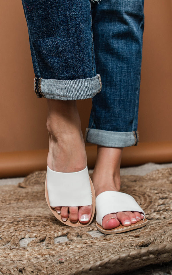 white slide sandal