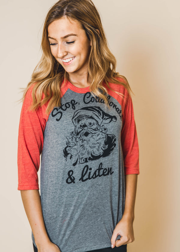 Stop, Collaborate and Listen Baseball Top - BAD HABIT BOUTIQUE 
