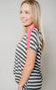 pink collar striped top 