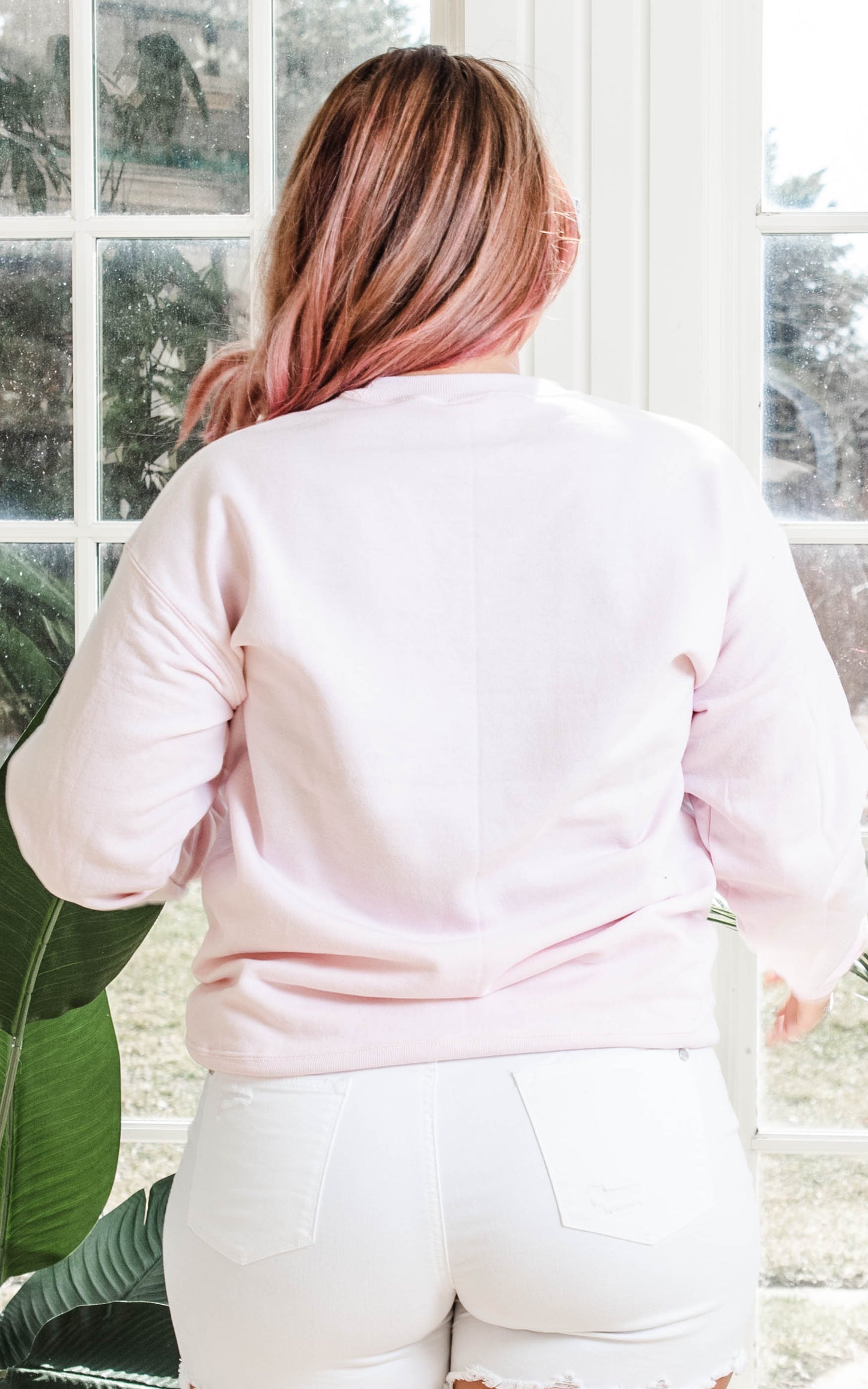 light pink sweatshirt