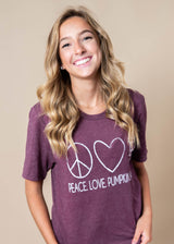 Peace, Love, Pumpkin Spice T-shirt - BAD HABIT BOUTIQUE 