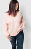 V-Neck Popcorn Sweater- Heyson