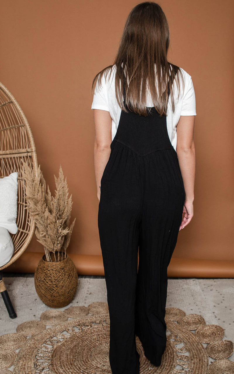 Pin Tucked Crepe Overalls