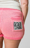 Pink Stripe Knit Shorts w/ Patch Pockets 