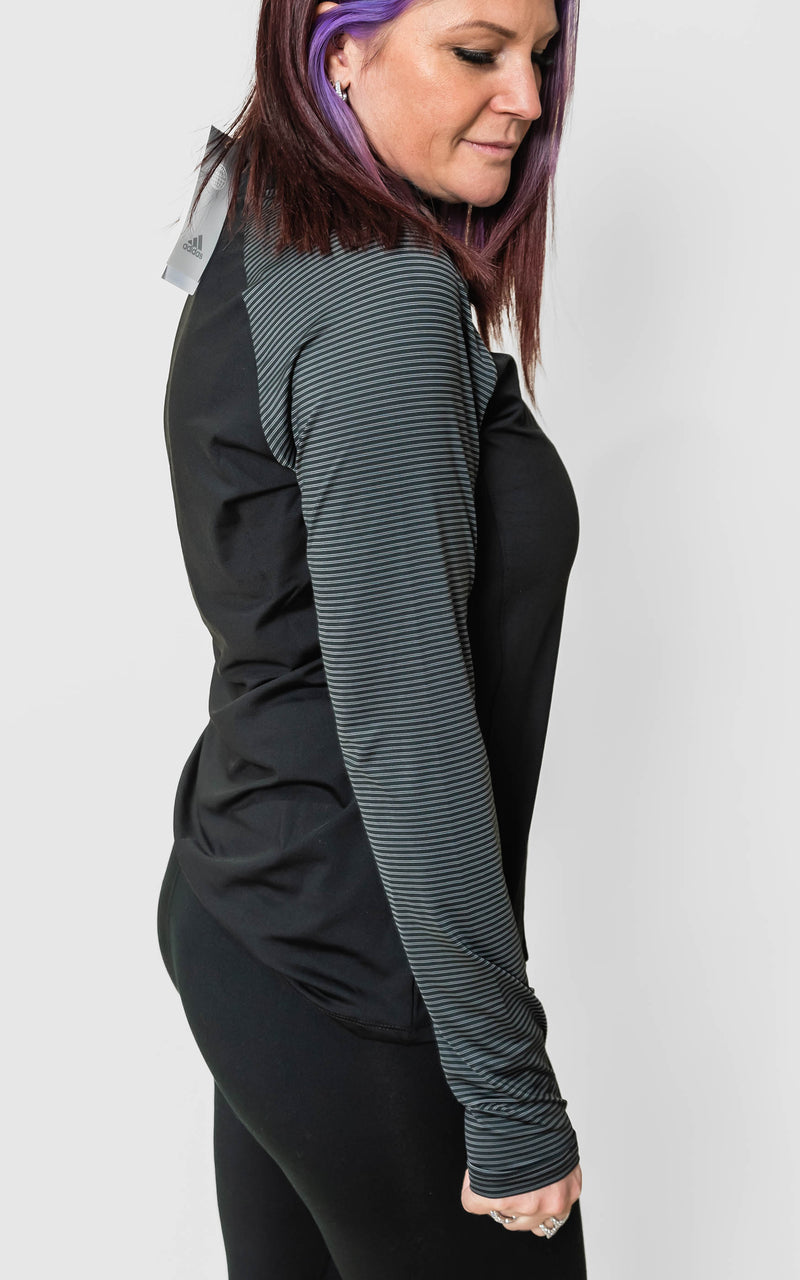 Adidas Women's Stripe Block Quarter-Zip Pullover