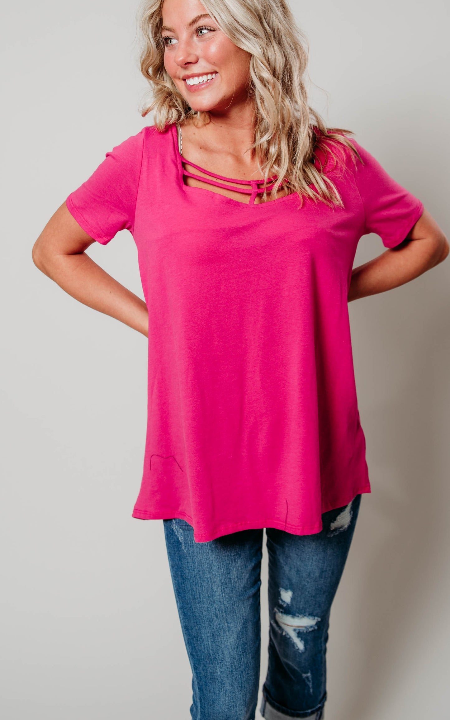 cage fuchsia top