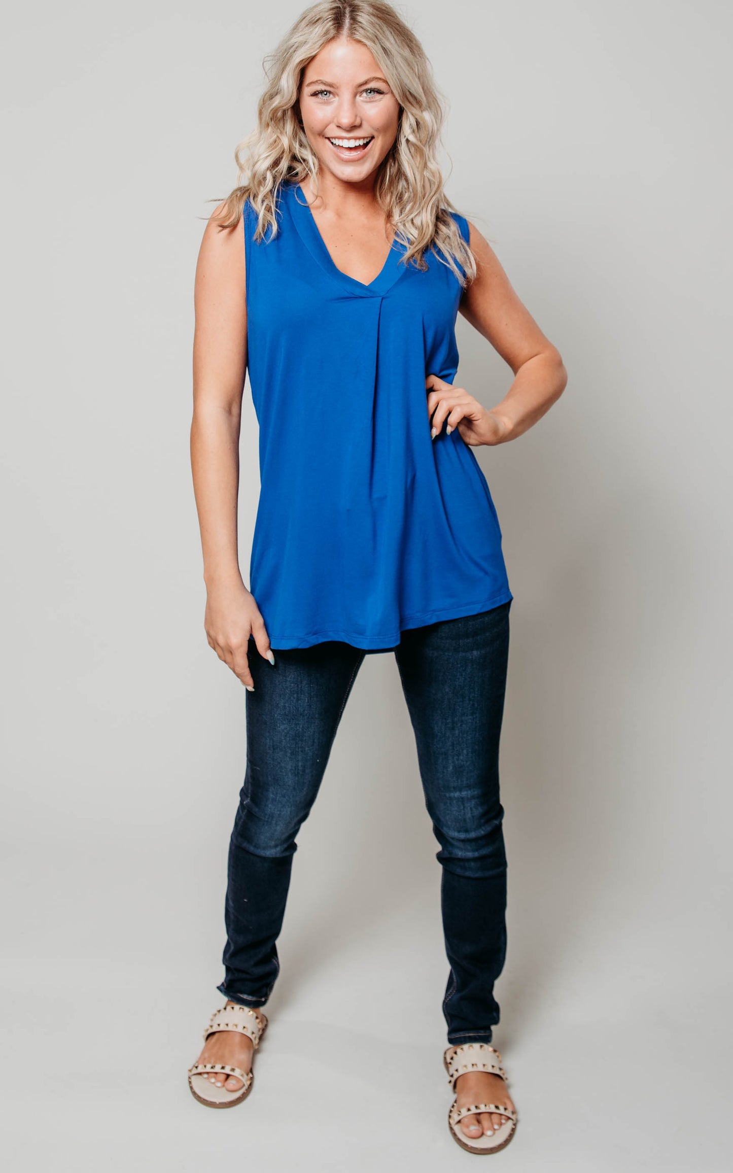 royal blue v-neck tank top 