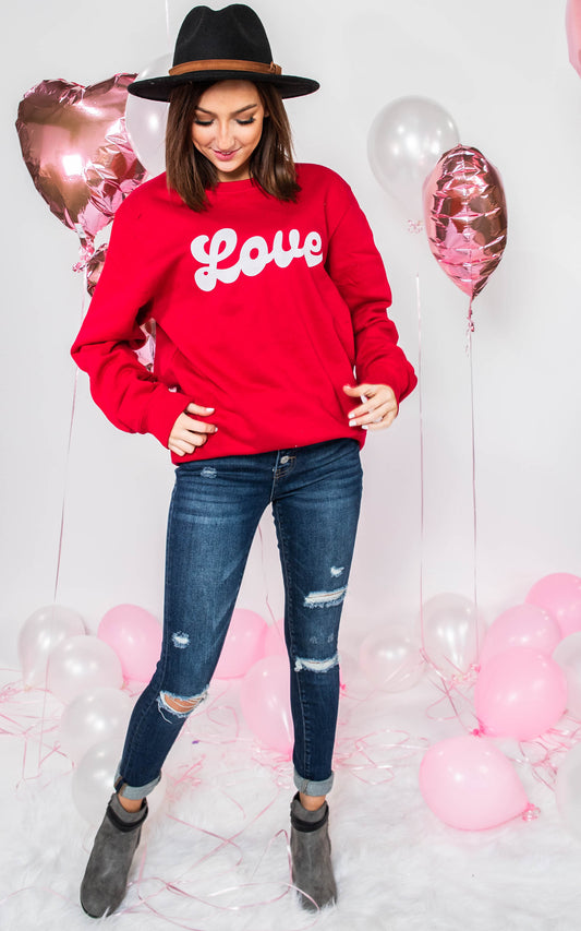  Love Sweatshirt- Red, CLOTHING, BAD HABIT APPAREL, BAD HABIT BOUTIQUE 