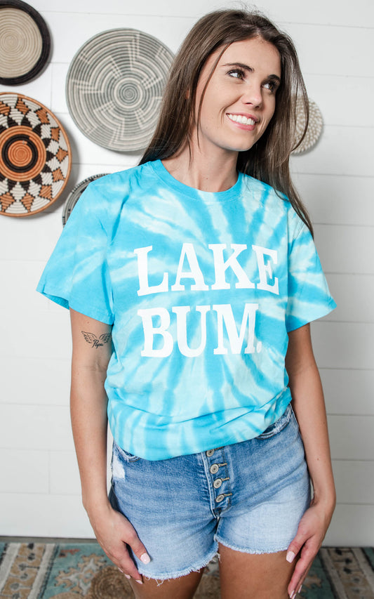 teal tie dye lake bum tee