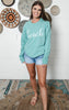 Beach Long Sleeve Top- Dusty Teal