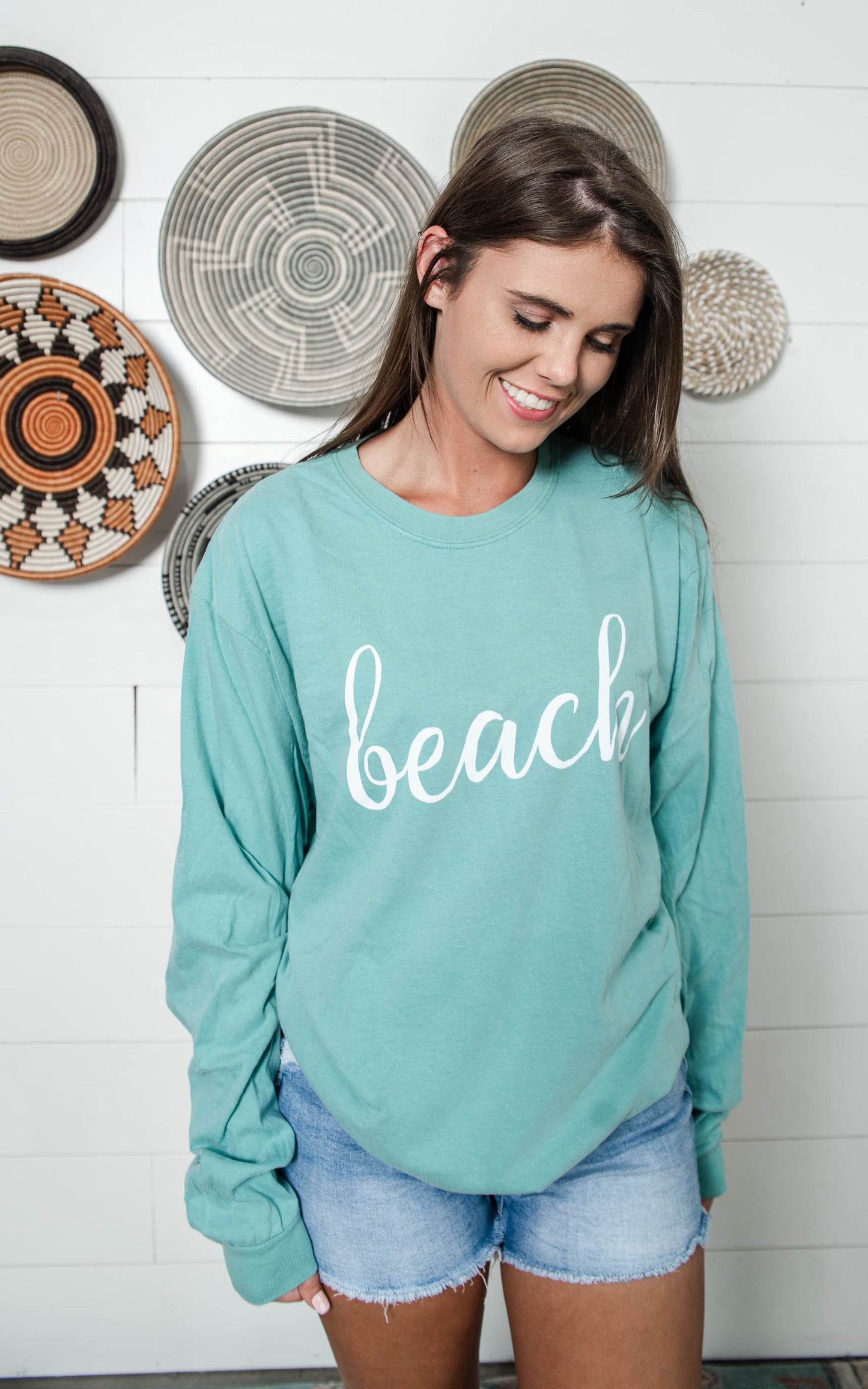 Beach Long Sleeve Top- Dusty Teal