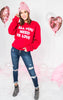  All You Need is Love Sweatshirt-Red, CLOTHING, BAD HABIT APPAREL, BAD HABIT BOUTIQUE 