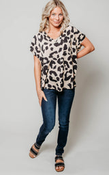 v-neck leopard blouse top 