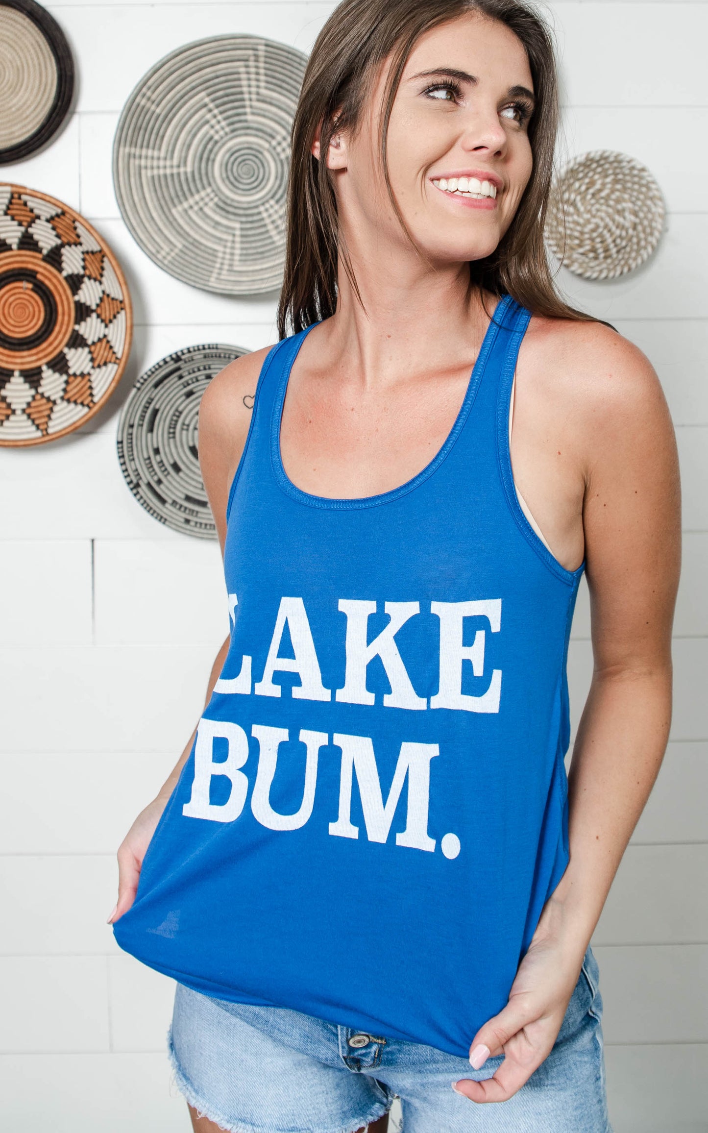 blue lake bum tank top