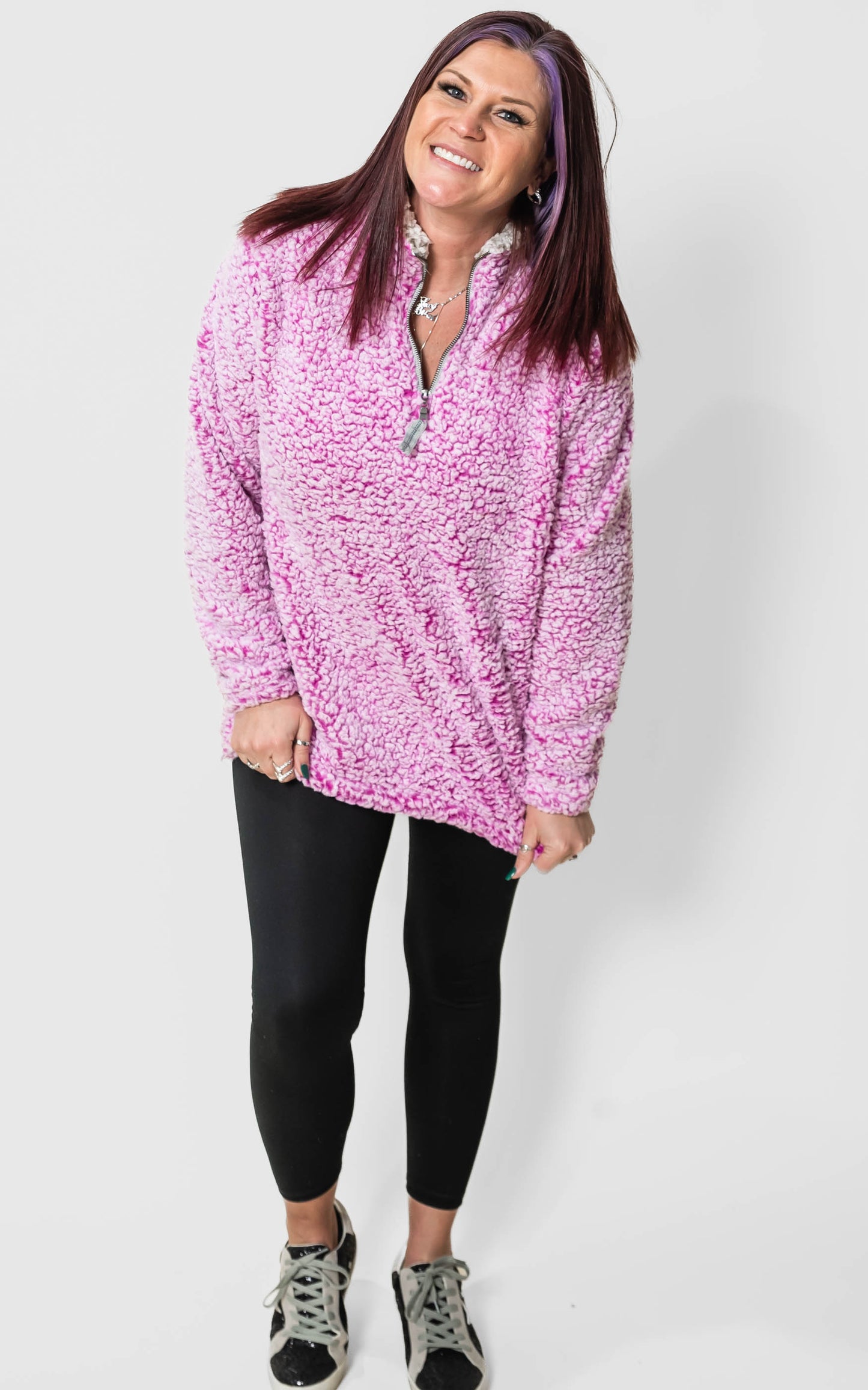 Magenta Epic Sherpa Quarter-Zip Pullover