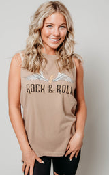taupe rock n roll tank tops