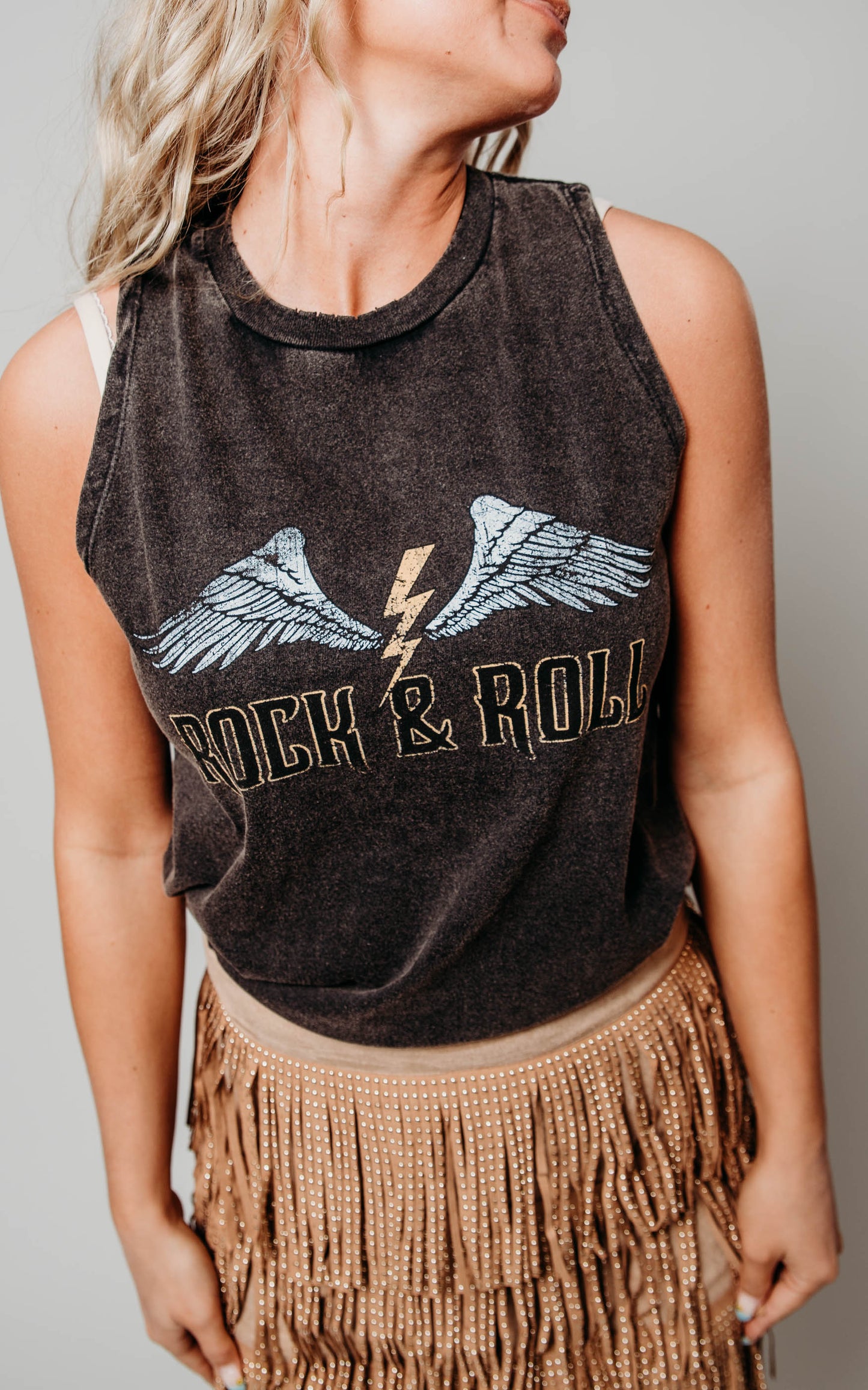 black rock & roll tank top