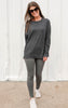 Mono B. Waffle Ribbed Roundneck Pullover - ONESIZE AND PLUS ONLY