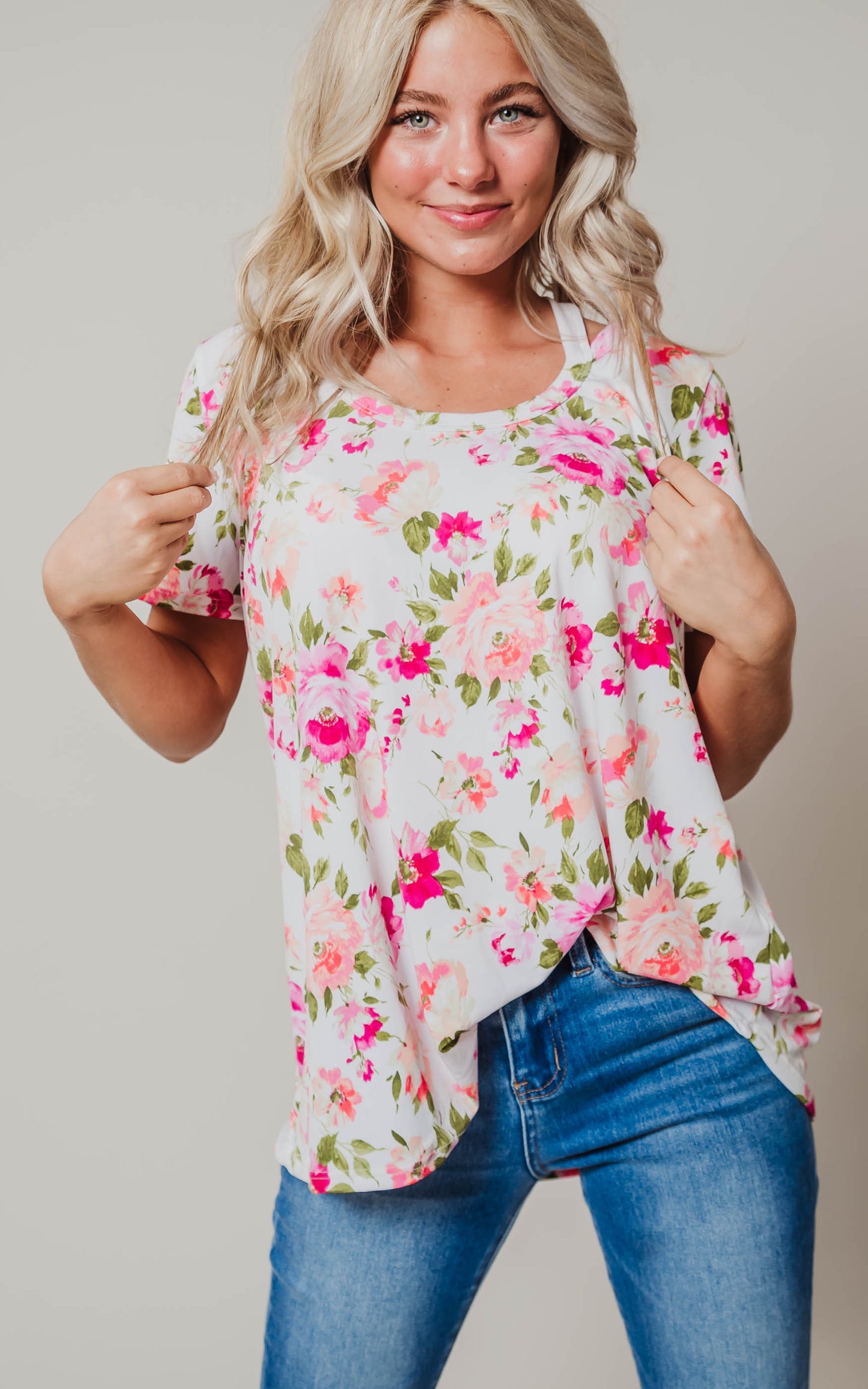 pink floral top