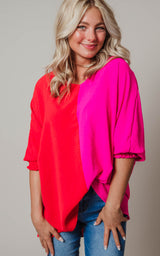 pink red blouse 