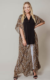 leopard long duster cardigan 