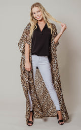 leopard print chiffon maxi cover up 