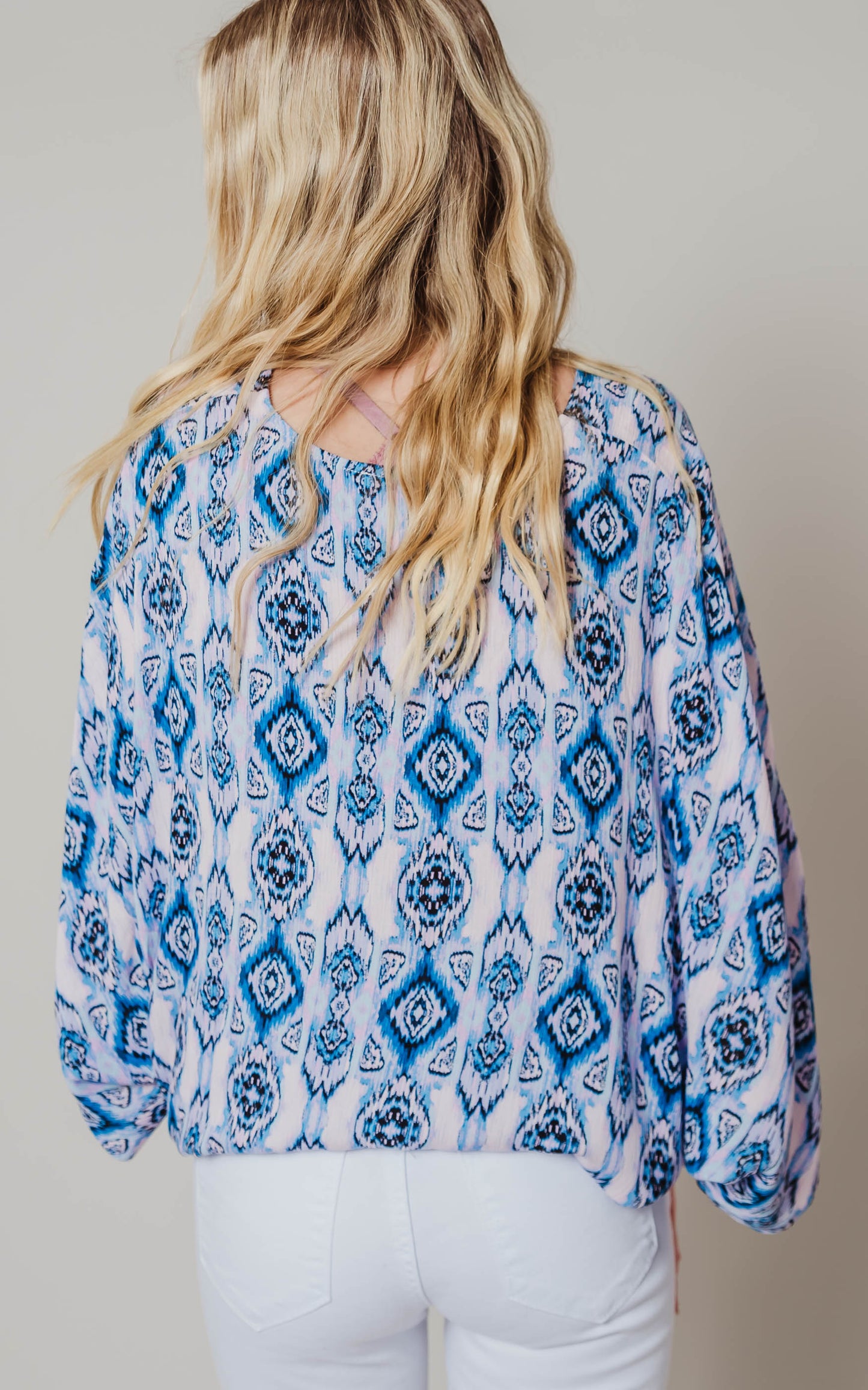 Geometric Drop Shoulder Blouse- Final Sale