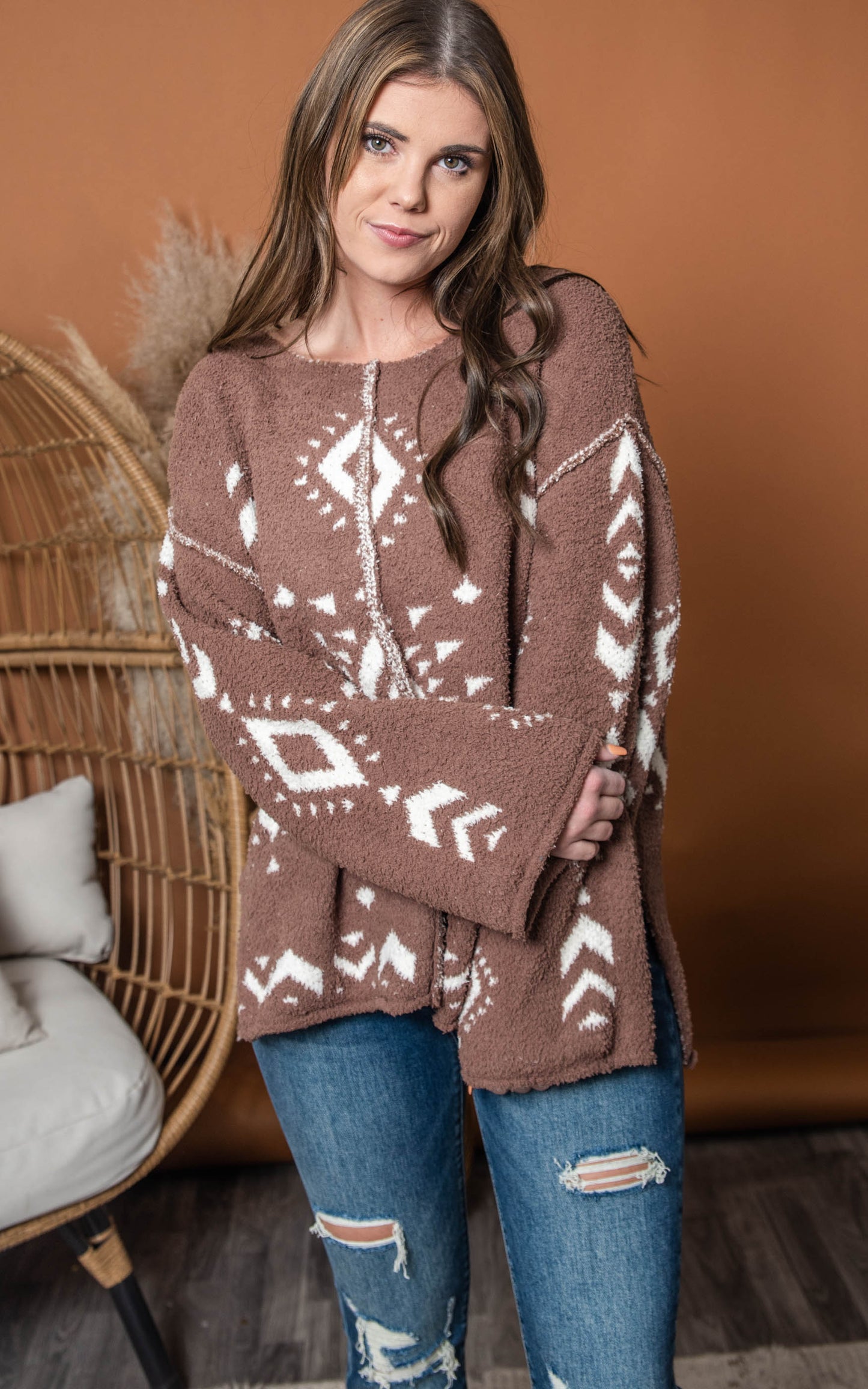 Sofy Fuzzy Aztec Sweater - Final Sale