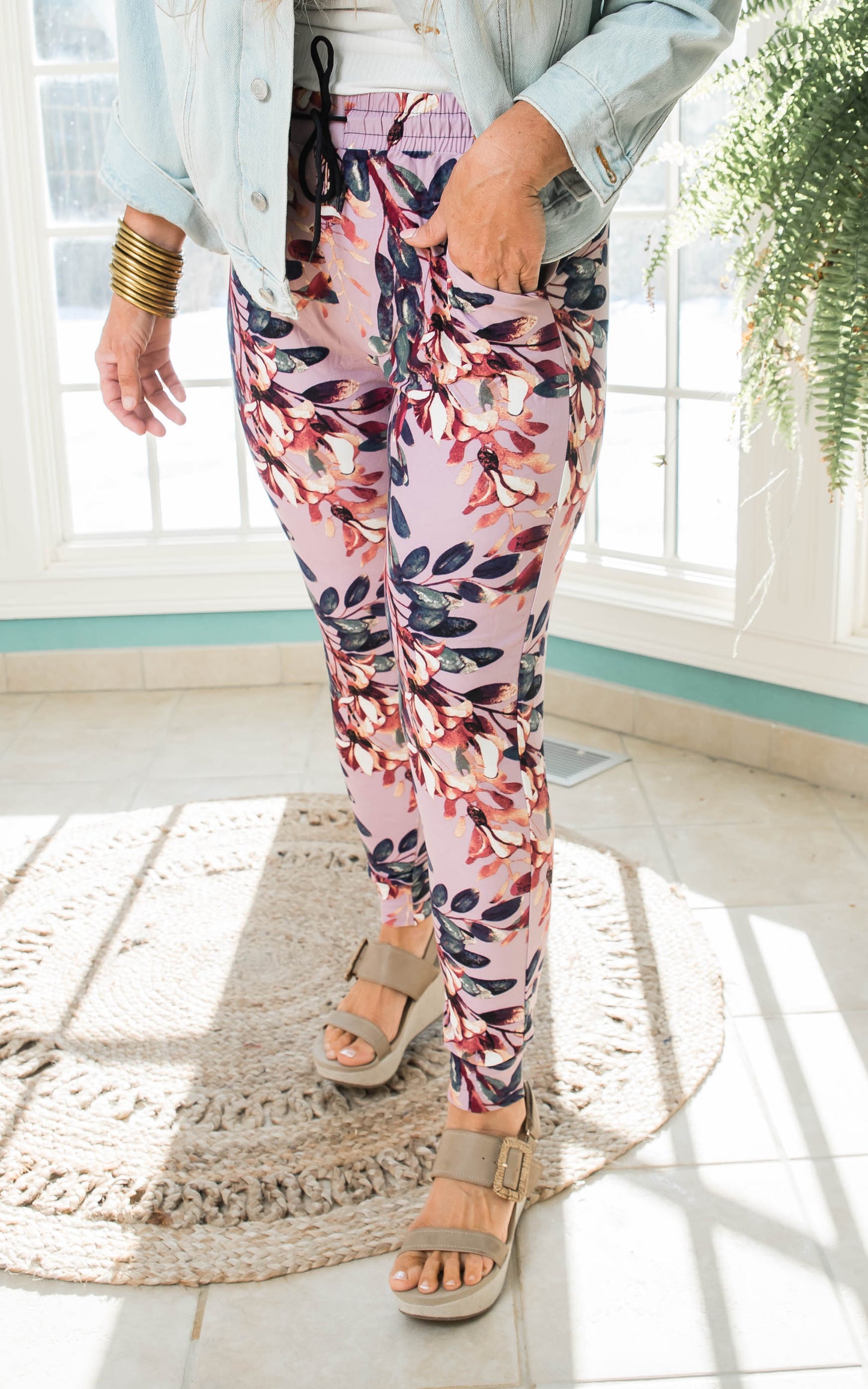 Mauve Flower Buttery Soft Jogger Pants