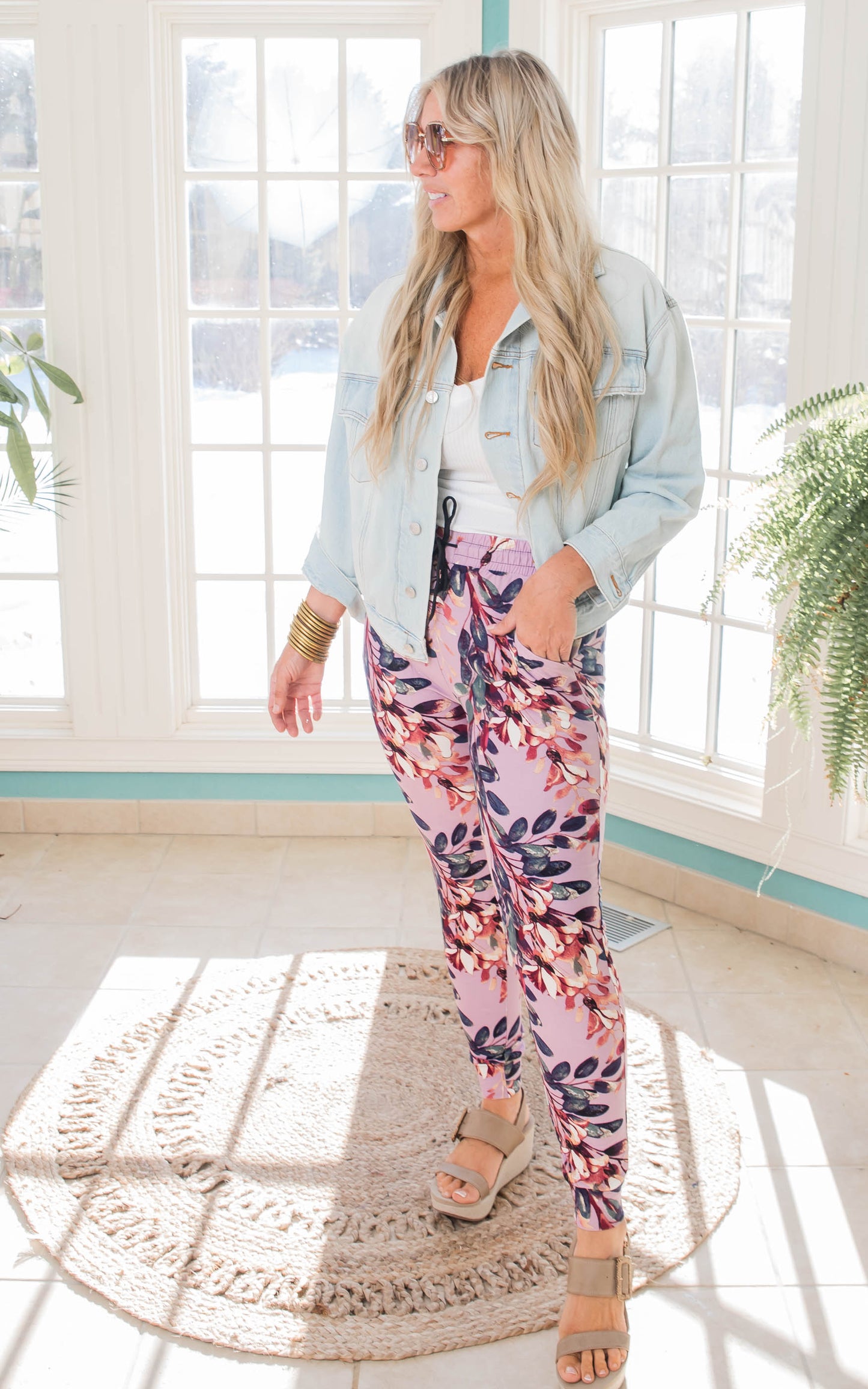 Mauve Flower Buttery Soft Jogger Pants