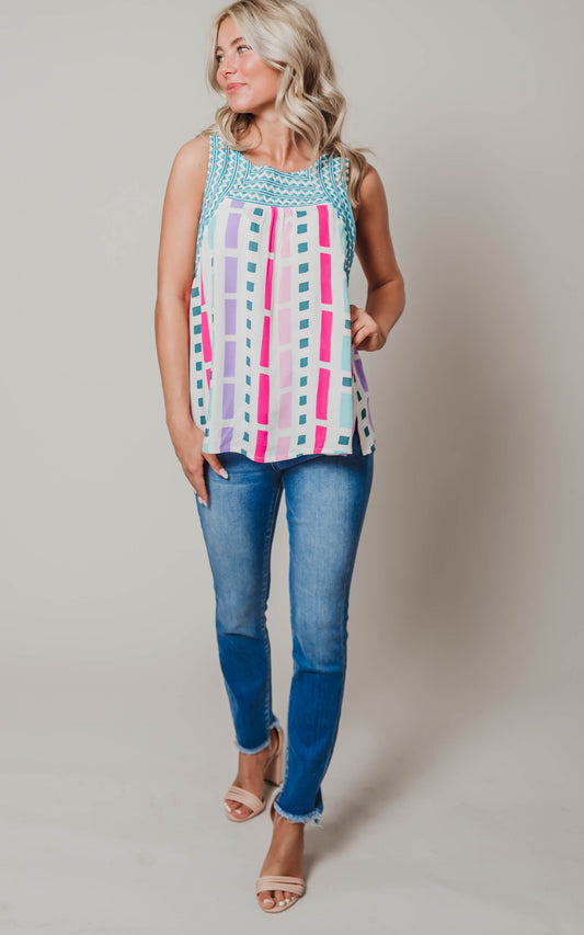 colorful ivory tank blouse 