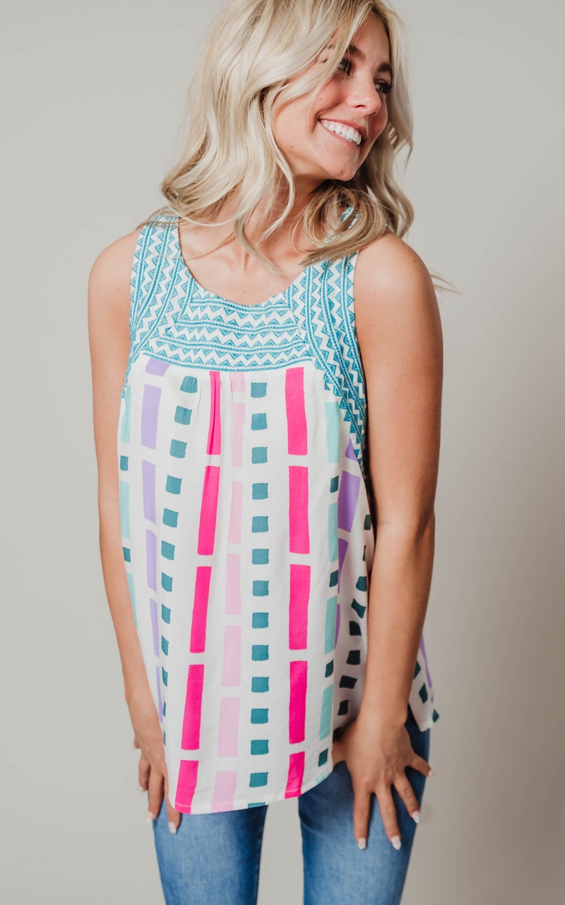 colorful ivory tank blouse 