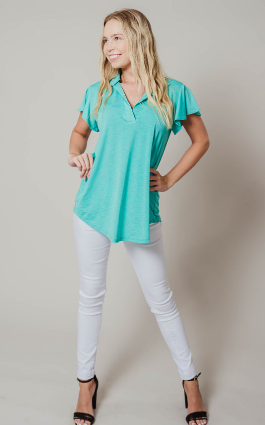 heimish teal blouse 