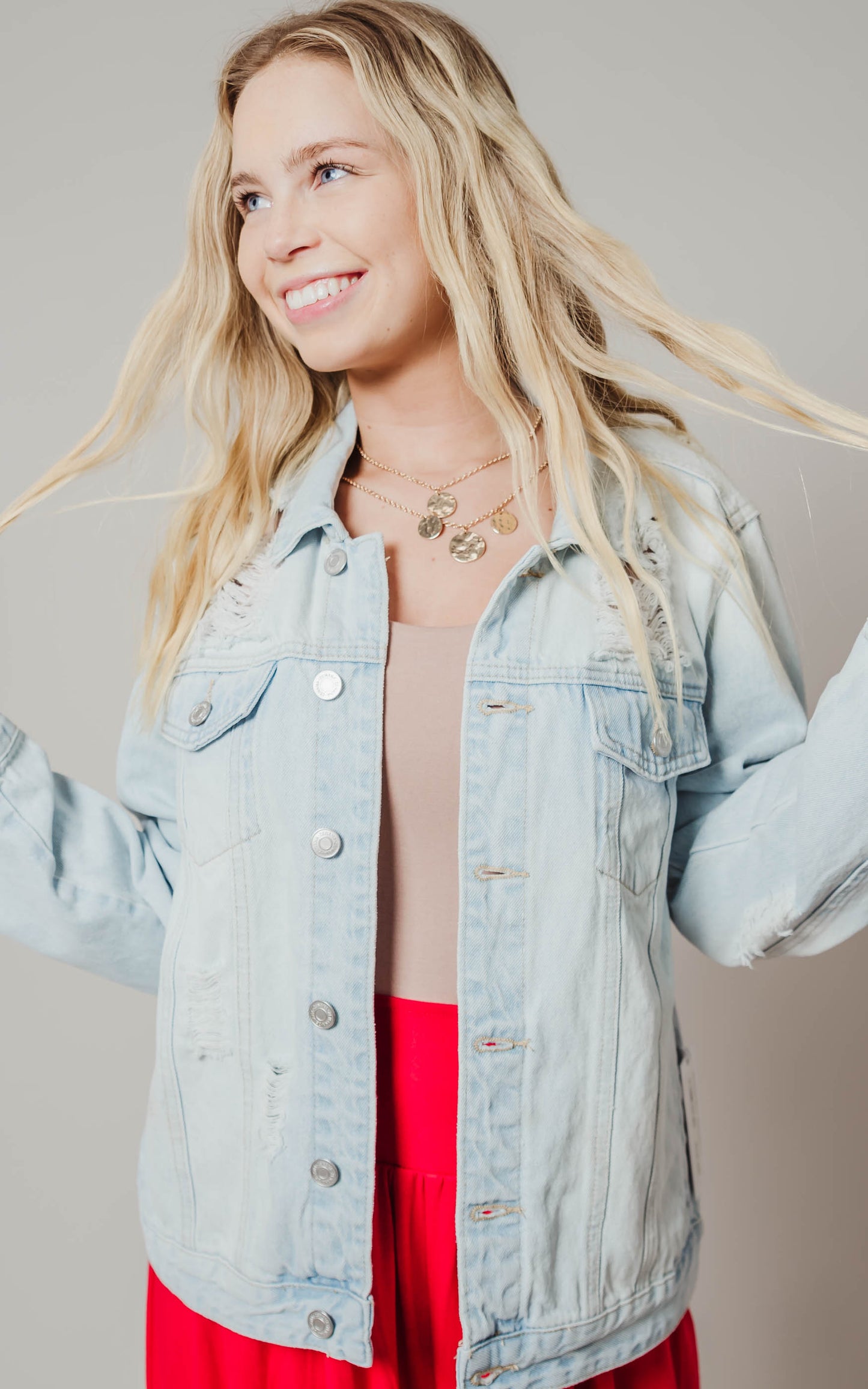 Distressed Denim Jacket -Zenana - Final Sale*