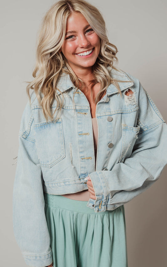 light denim cropped jacket 