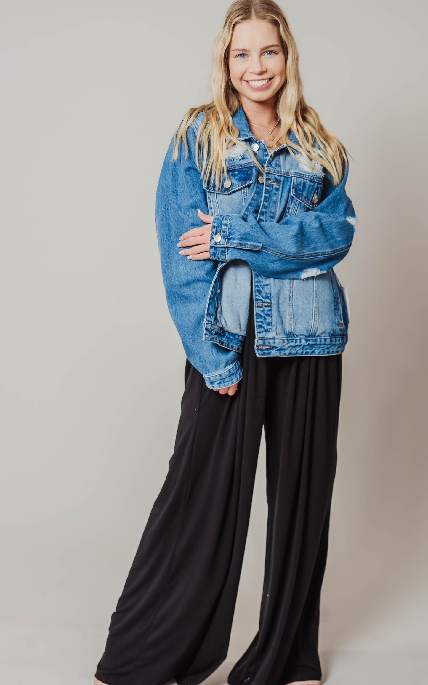 Distressed Denim Jacket -Zenana - Final Sale*