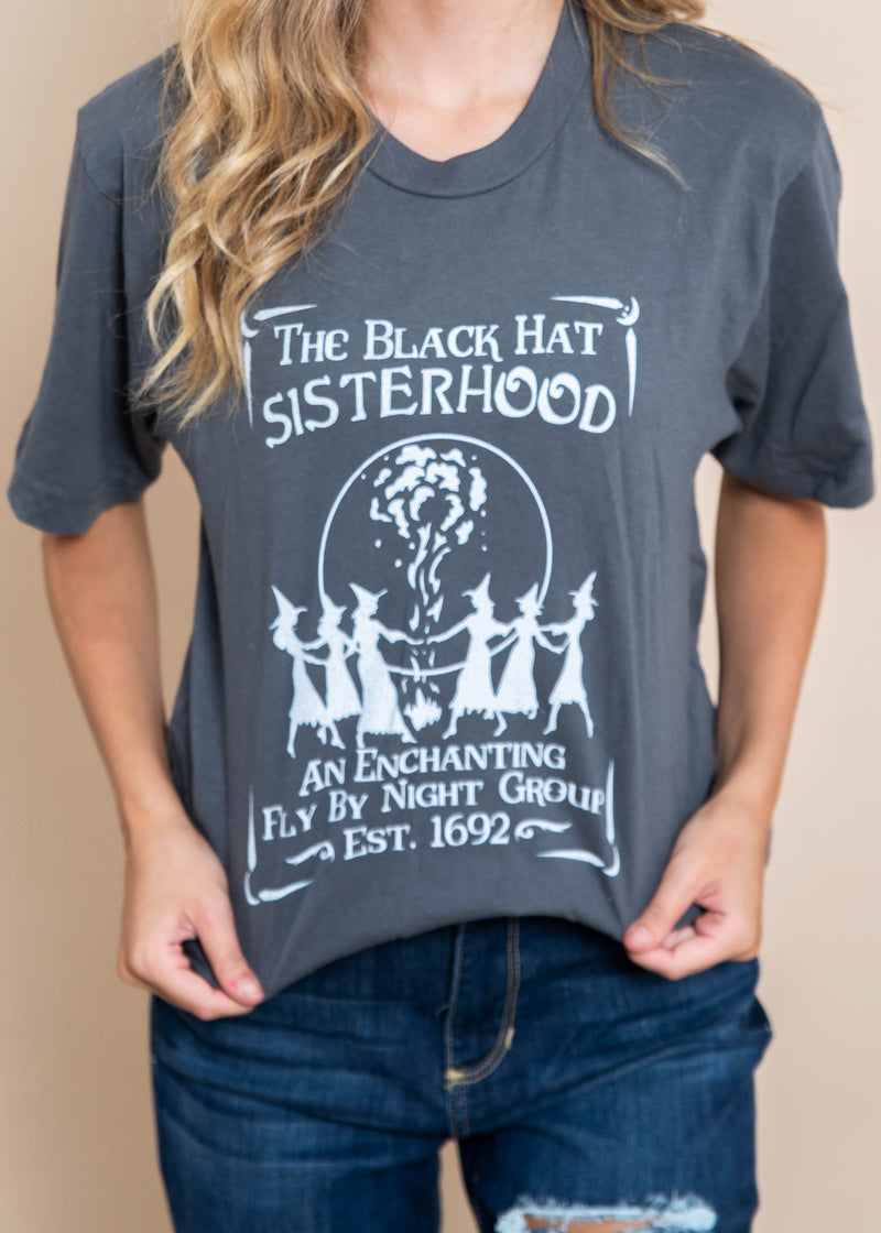 The Black Hat Sisterhood Tee | Charcoal - BAD HABIT BOUTIQUE 