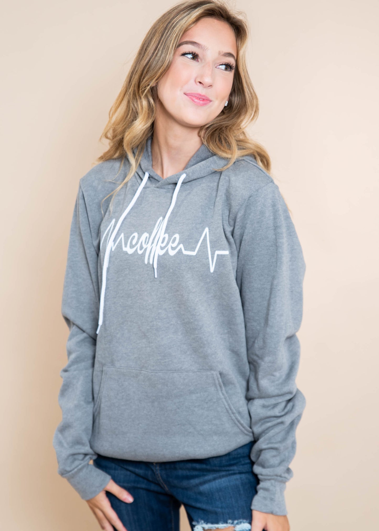 Coffee Is My Lifeline Hoodie | Gray - BAD HABIT BOUTIQUE 