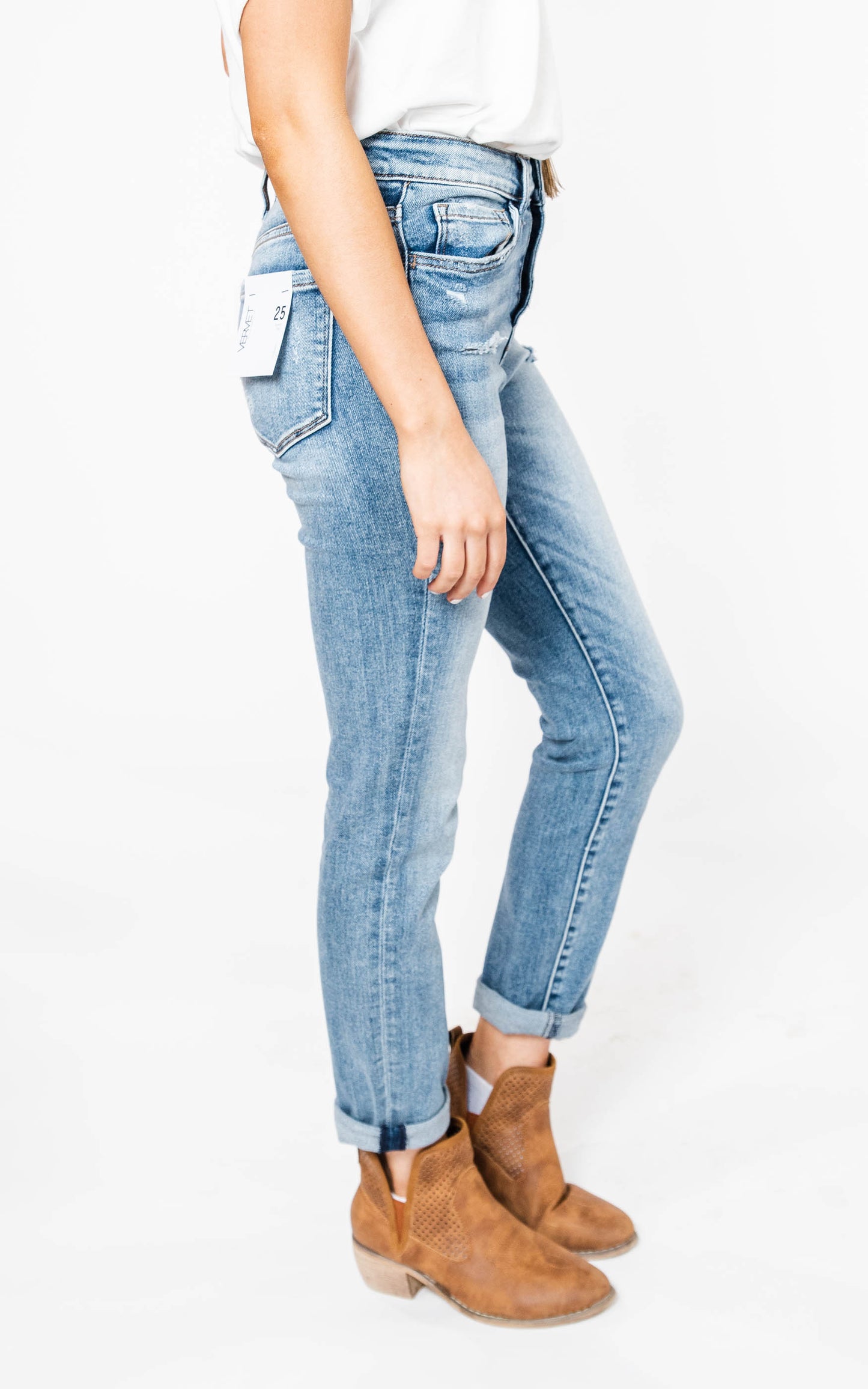  High Rise Button Up Crop Skinny Jean}, CLOTHING, VERVET, BAD HABIT BOUTIQUE 